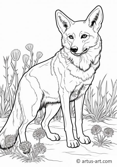Page de coloriage de sauge avec coyote